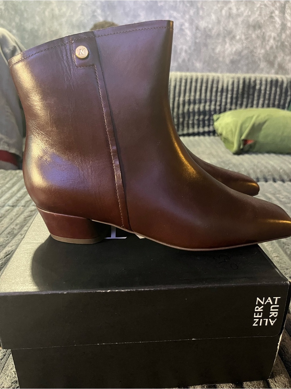 Naturalizer Dark Brownish Wine color Leather Ankle Booties